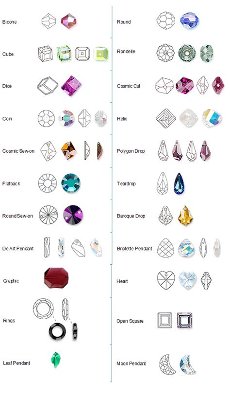 types of swarovski crystals